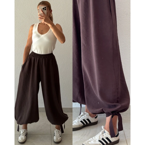 Dokulu Modal Kumaş Şalvar Pantolon