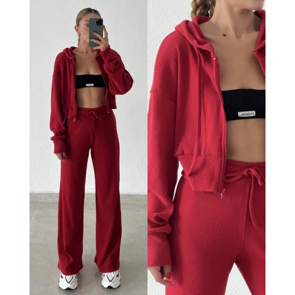 Fermuarlı Kapüşonlu Pamuk Takım