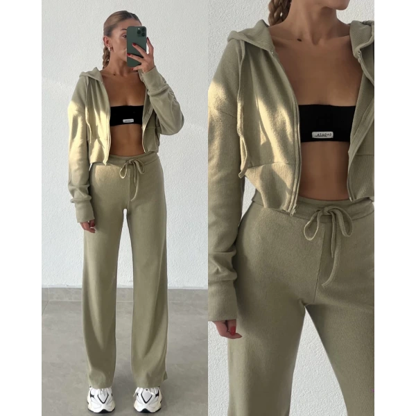 Fermuarlı Kapüşonlu Pamuk Takım