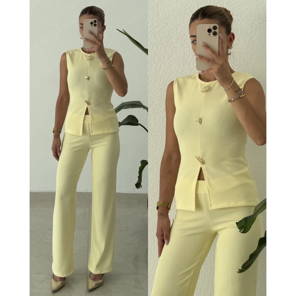 Gold Aksesuarlı Kolsuz İkili Takım