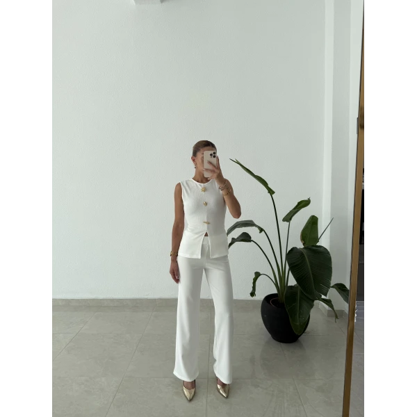 Gold Aksesuarlı Kolsuz İkili Takım