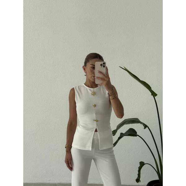 Gold Aksesuarlı Kolsuz İkili Takım