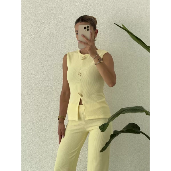 Gold Aksesuarlı Kolsuz İkili Takım