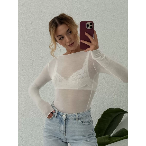 Kaşmir Transparan Uzun Kollu Basic