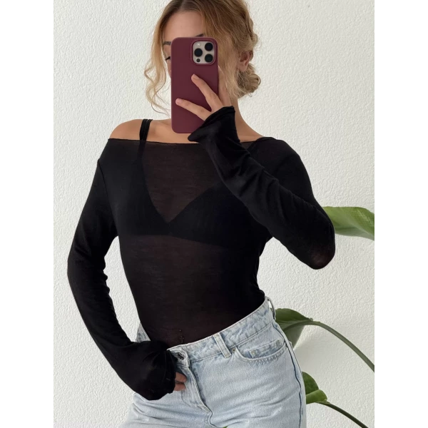 Kaşmir Transparan Uzun Kollu Basic