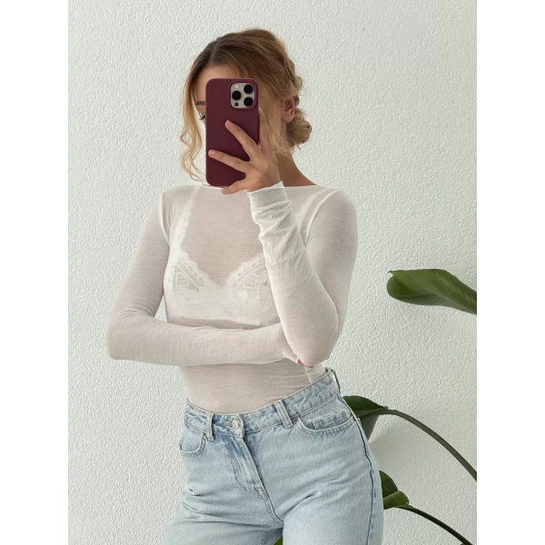 Kaşmir Transparan Uzun Kollu Basic