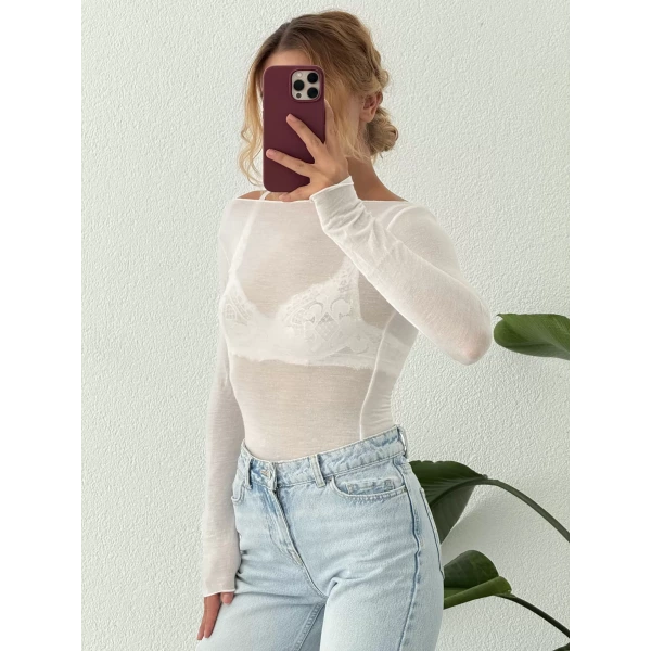 Kaşmir Transparan Uzun Kollu Basic