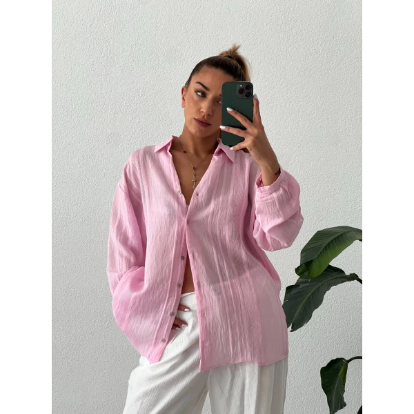 Keten Jakarlı Gömlek