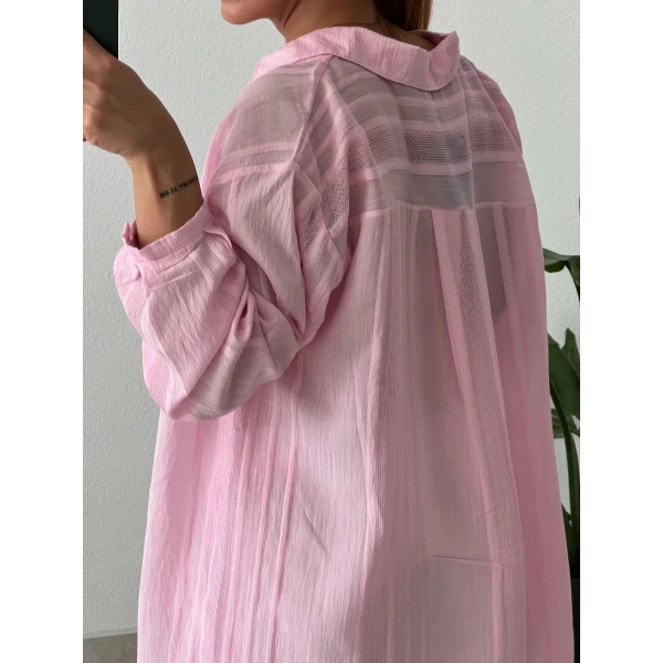 Keten Jakarlı Gömlek