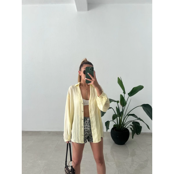 Keten Jakarlı Gömlek