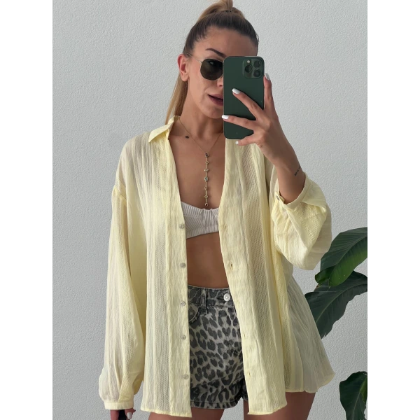 Keten Jakarlı Gömlek