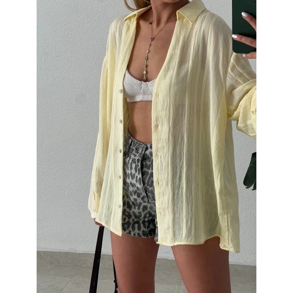 Keten Jakarlı Gömlek