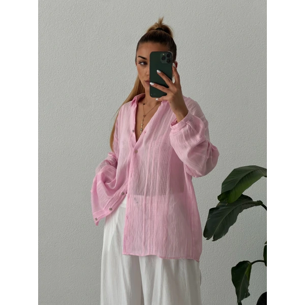 Keten Jakarlı Gömlek