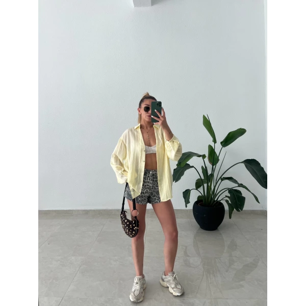 Keten Jakarlı Gömlek