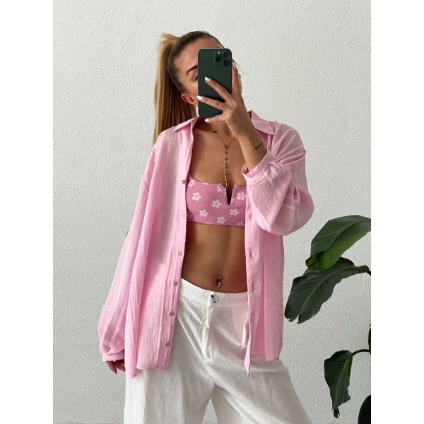 Keten Jakarlı Gömlek