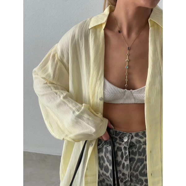 Keten Jakarlı Gömlek