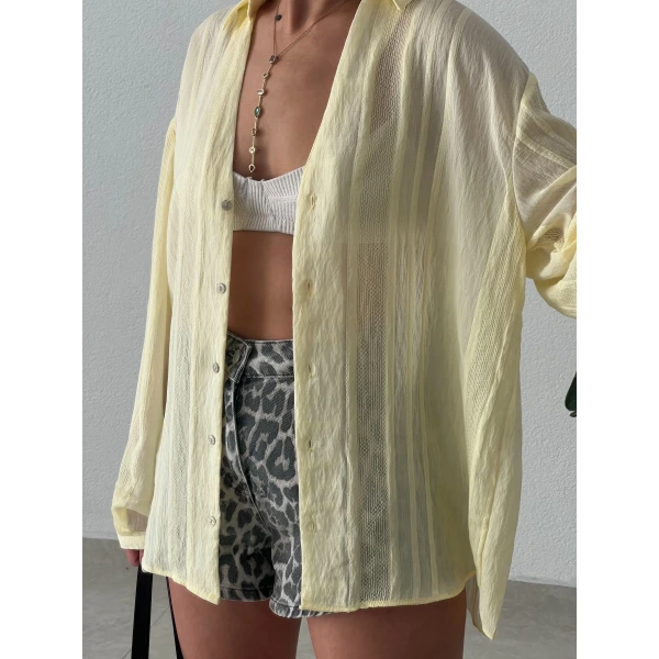 Keten Jakarlı Gömlek