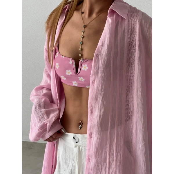 Keten Jakarlı Gömlek