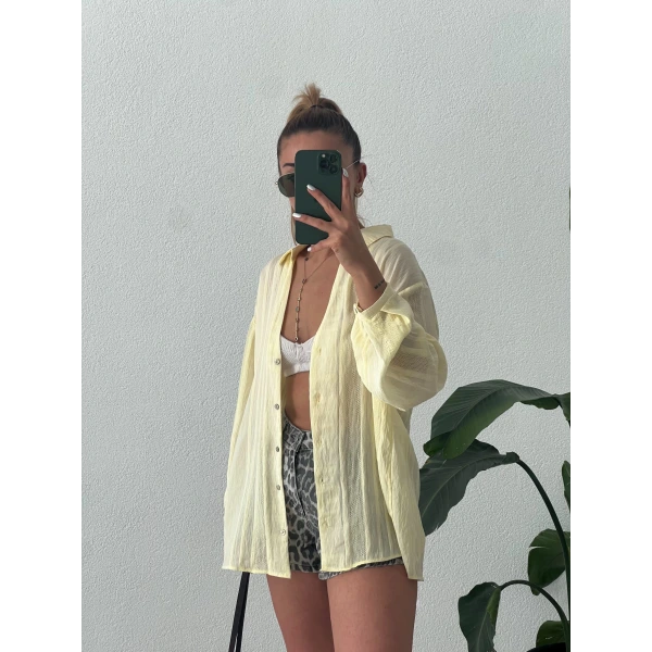 Keten Jakarlı Gömlek