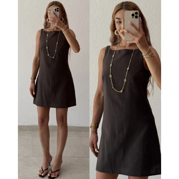 Keten Mini Elbise