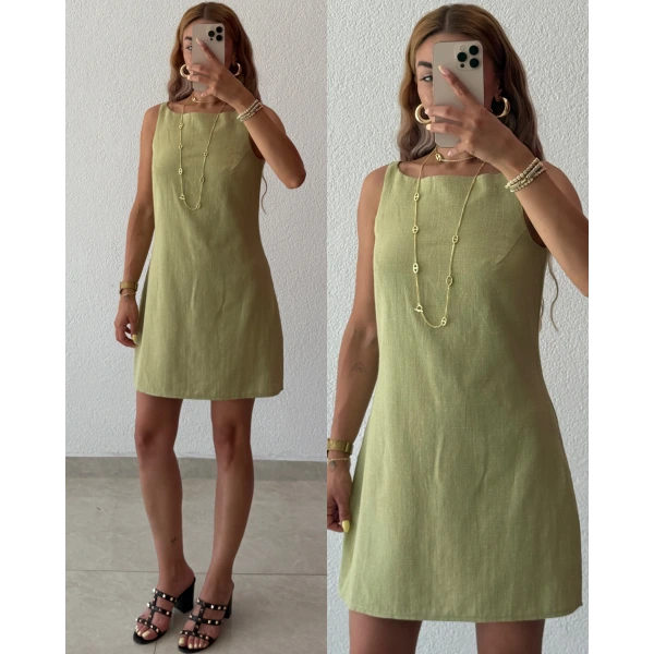 Keten Mini Elbise