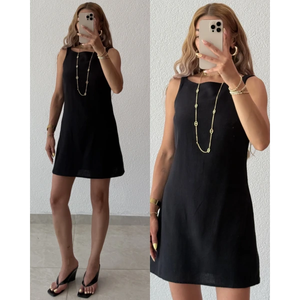 Keten Mini Elbise