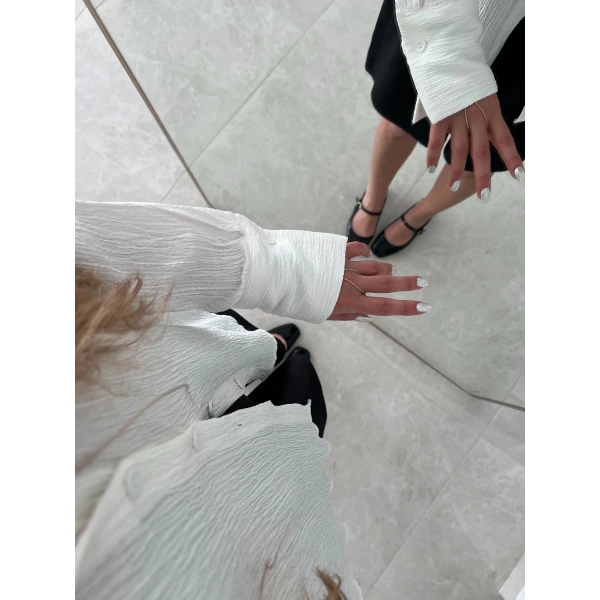 Kırışık Kumaşlı Oversize Gömlek