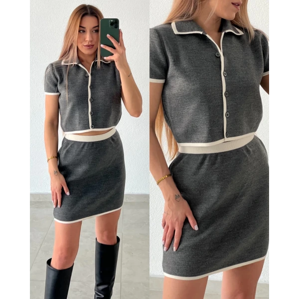 Kontrast Etekli Triko Takım