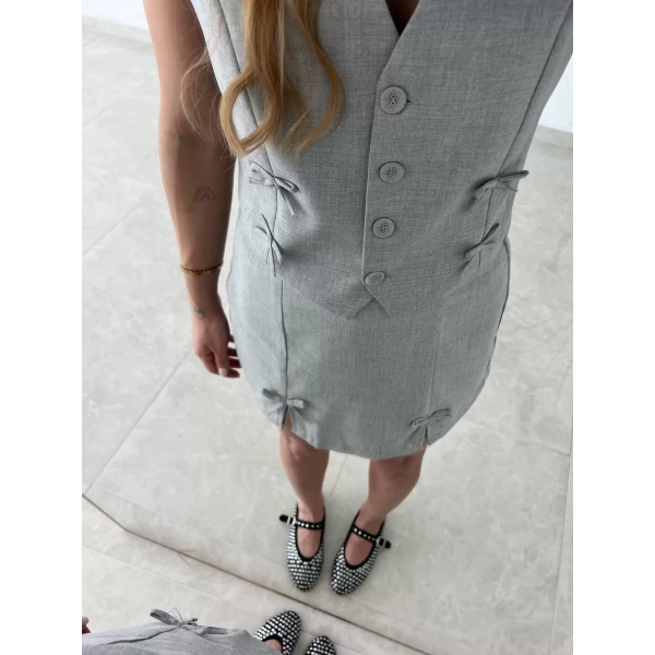 Kurdeleli Etekli Yelekli Takım