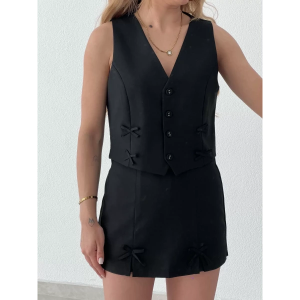 Kurdeleli Etekli Yelekli Takım