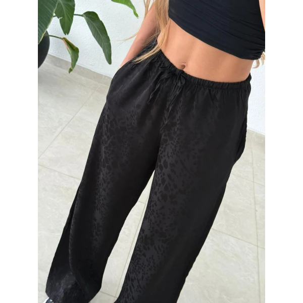Leopar Desenli Saten Pantolon