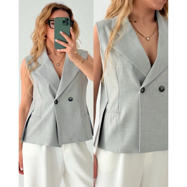 Marka Model Düğmeli Pensli Yelek