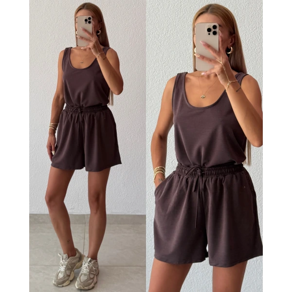 Modal Kumaş Kalın Askılı Şortlu Takım