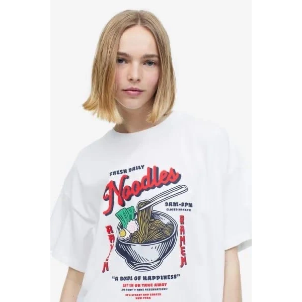 Noodle Baskılı Orj Marka Pamuk Tişört