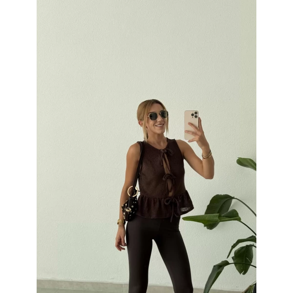 Orj Marka Bağlamalı Kolsuz Triko