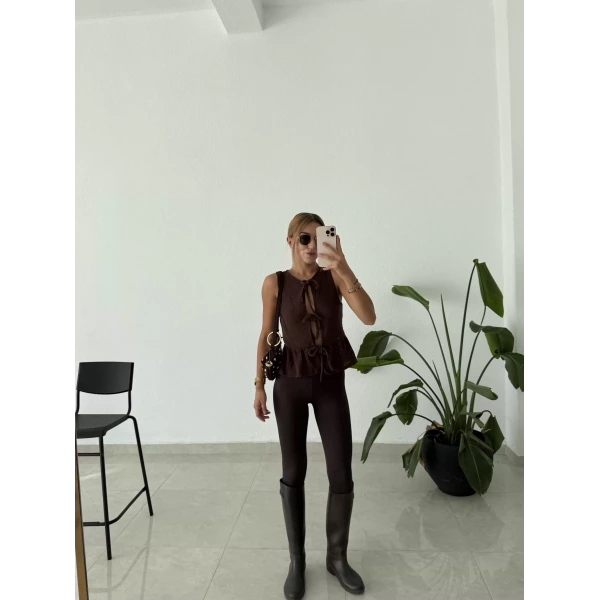 Orj Marka Bağlamalı Kolsuz Triko