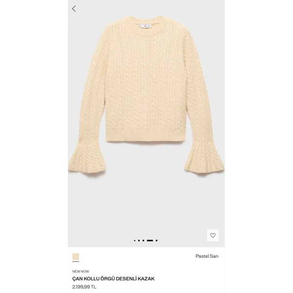 Orj. Marka Çan Kollu Örgü Desenli Kazak