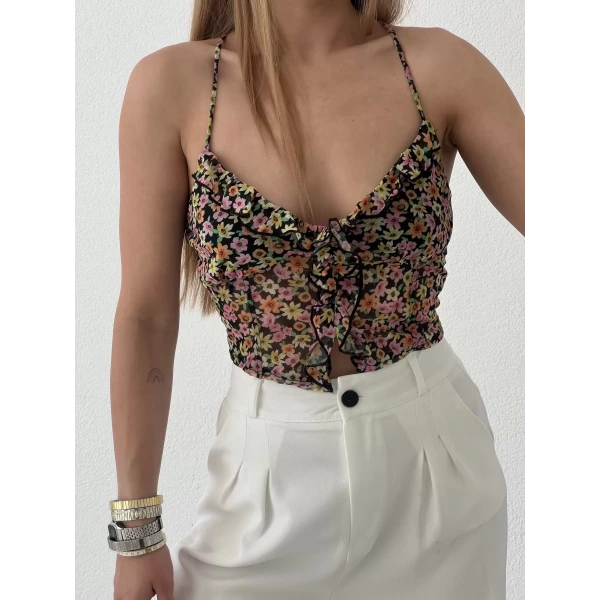 Orj Marka Çiçekli Tül Crop