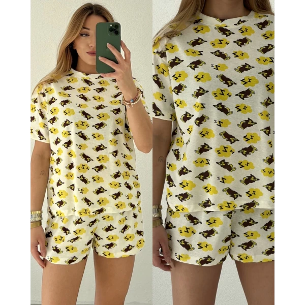 Orj Marka Desenli Pamuklu Pijama Takımı