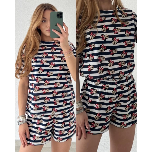 Orj Marka Desenli Pamuklu Pijama Takımı