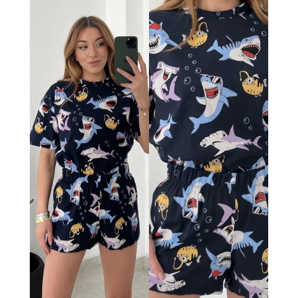 Orj Marka Desenli Pamuklu Pijama Takımı