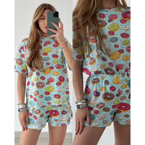 Orj Marka Desenli Pamuklu Pijama Takımı