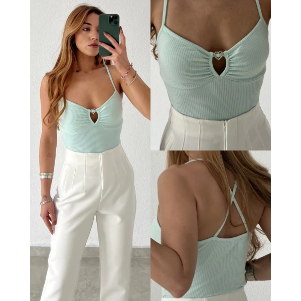 Orj Marka Kalp Taşlı Crop