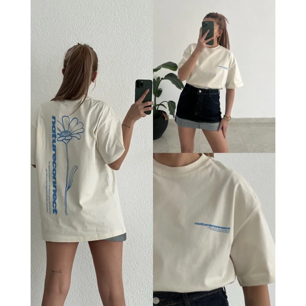 Orj Marka Mavi Baskılı Pamuk Tişört