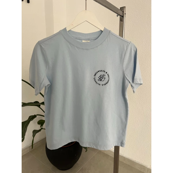 Orj Marka Nakışlı Mavi Tişört