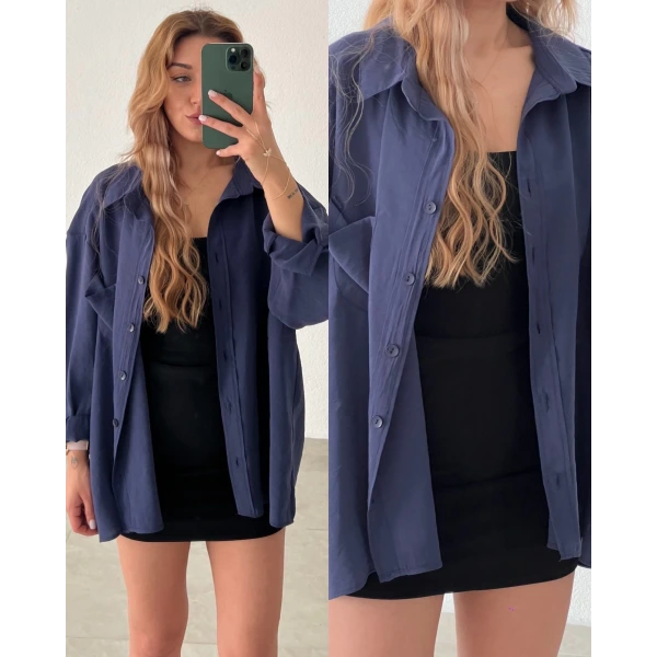 Oversize Tek Cepli Salaş Gömlek