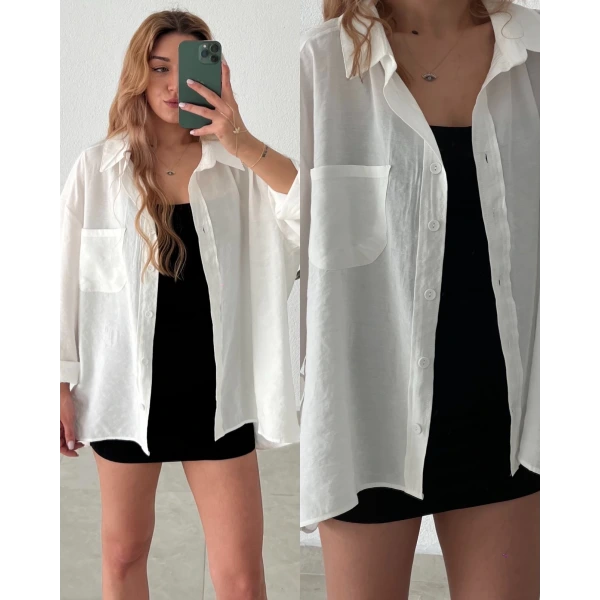 Oversize Tek Cepli Salaş Gömlek