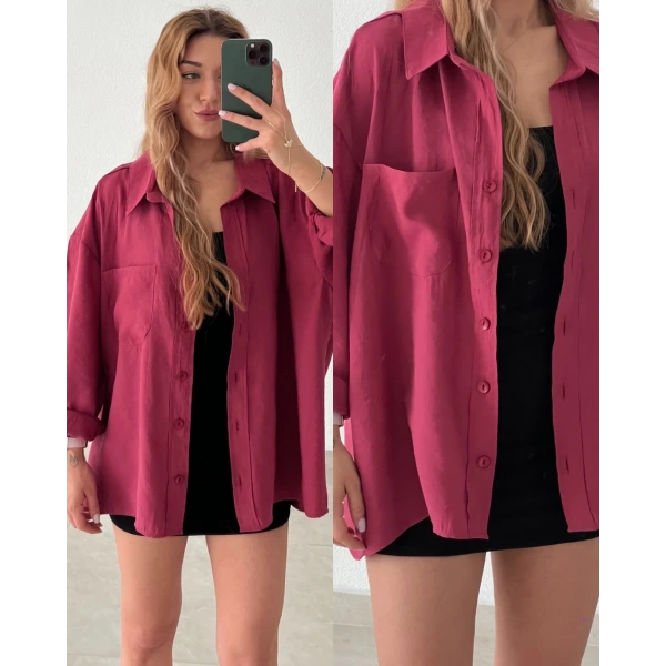 Oversize Tek Cepli Salaş Gömlek