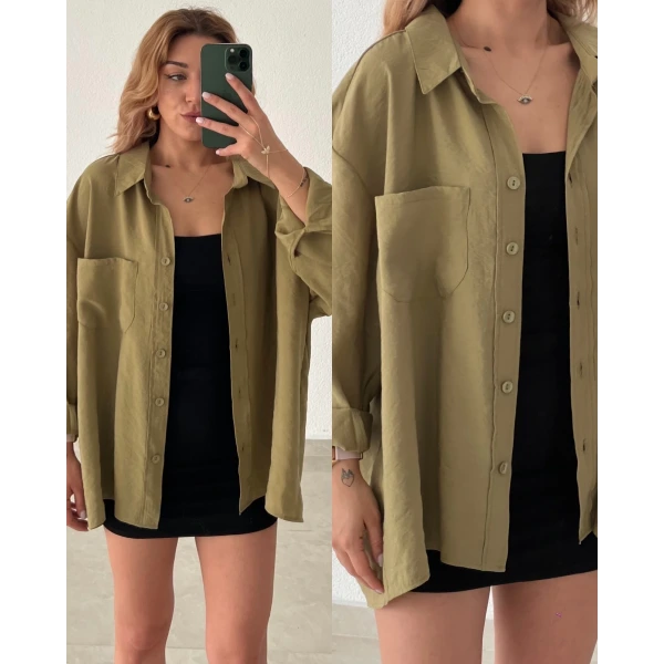 Oversize Tek Cepli Salaş Gömlek