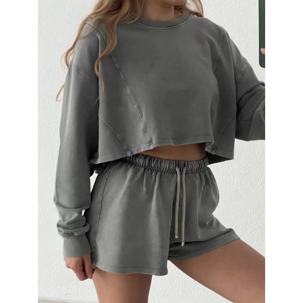 Oysho Yıkamalı Şortlu Takım